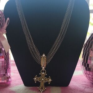 Gold and Silver Cross Pendant Necklace BRIGHTON VINTAGE